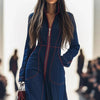 Women Retro Patchwork Elegant Playsuits Autumn Simple Chic Wide Leg Pants Jumpsuits Holiday Long Sleeve Ladies Bodysuits