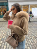 Casual Knit Hoodie Cardigan Women Long Sleeves Zipper Faux Fur Patchwork Coats Female Autumn Winter Solid Thick Knitwears