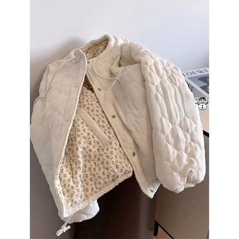 Vintage Floral Parkas Women Harajuku Patchwork Puffer Jacket Winter Korean Down Coats Long Sleeve Cotton Padded Outerwears