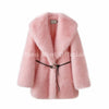 Winter Brown Belted Faux Fur Coat Women Thick Warm Long Fox Fur Jacket Chic Brand Girls Furry Overcoat