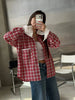 Red Stand Up Collar Plaid Cape Short Trench Coat Women's Windbreaker Long Sleeved Single Breasted Windbreaker Autumn Jacket
