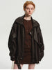 Spring Autumn Cool Brown Oversized Pu Leather Jacket Women Long Sleeve Zip Up Designer American Retro Clothing