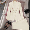 Women Elegant Formal Blazer Sets Double Breasted Lapel Blazer And Straight Slim Pants Evening Party Wedding Blazer Set