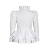 （in stock）Women Victorian Gothic Red Blazer Formal Business Ruffles Slim V Neck Jacket Victorian Elegant Pirate Jacket