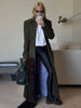 Solid Faux Woolen Maxi Coats Women Waist-cinching Single-breasted Shoulder Pad Lapel Overcoats Ladies Winter Streetwear