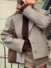 Women Checked Belt Jacket Shorts Set Retro Chic Full Sleeve Lapel Buttons Pockets Blazer Sets Lady Daily Commute Street Outfit