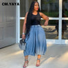 Women Streetwear Fly Denim Calf-Length Pants Autumn Loose Safari Style Cargo Harem Hip Hop Jeans