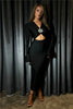 Elegant Hollow Out Sexy Maxi Dress For Women Spring V Neck Long Flare Sleeve Bodycon Club Party Evening Dress