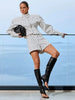 Polka Dot Print Shorts 2 Piece Sets For Women Long Sleeve Patchwork Contrast Jacket Coat And Casual Commute Shorts Suits
