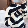 Sweater Women Turtleneck Pullover Stripe Thick Coarse Yarn Wool Warm Sweater Women Clothes Vestidos LXJ9005