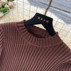 Vestidos Para Mujer Solid Half High Collar Autumn Winter Solid Woman Dresses Korean Sweater Elegant Long Dress