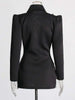 Temperament Spliced Diamonds Dress For Women Lapel Long Sleeve High Waist Patchwork Sequins Chic Dresses Female