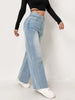 Wide Leg Distressed Straight Jeans for Women Elastic Casual Bootcut Denim Pants Ladies Jeans