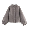 Ladies Elegant Knit Gray Dress Suits Button Loose Cardigans+Ruffles Mini Skirts Sets Winter Women 2 Piece Sets