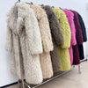 Colorful Fahionable Faux Fur Mongolian Jacket Long Tailored Collar Plush Winter Coat for Women Elegant Loose Fit Outerwear