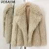 Debaior Winter Clothes Women Faux Mongolia Sheep Fur Coat Warm Fake Fur Jacket Long Sleeve Artificial Fur Overcoat