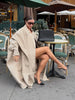 Women's Cape Trench Coat Vintage Double-breasted Long Sleeve Lapel Loose Fit Oversized Overcoat Street Autumn Irregular Jacket