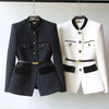 Women Patchwork Blazer Coat Autumn Long Sleeve Casual Single-breasted Suit Coat Elegant Office Waist Ladies Tops