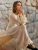 Pleated Wavy Knit Maxi Dress For Women Lace-up Long Sleeve Loose Casual Sweater Dress Female Party Clothes Solid Elegant