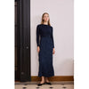 Women Autumn and Winter Crinkle Dress Knitting Patchwork Elegant Lady Maxi Dress