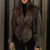 Leather Jackets Women's With Belt Fur Coat Streetwear Solid Outwear Woman Elegant Jackets Chaqueta De Cuero Para Mujer
