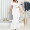 Women Off Shoulder Big Bow Skew Neck Mermaid Maxi Dress Female Evening Birthday Sexy Night Party Club Long Dresses