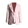 Patchwork Button Slim Blazer For Women Notched Collar Long Sleeve Spliced Pockets Hollow Out Designer Coat Female