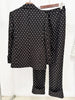 High Street Designer Suit Women Bow Decorated Polka Dot Blazer Pants Set 2PCS