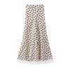 Satin Polka Dots Women's Maxi Dress Suit Ribbon V Neck Full Sleeve Waist Cinching Skirt Sets Evening Party Outfits