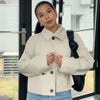 Waterproof Crop Jacket Women's Jacket Autumn Casual Beige Short Windbreaker Long Sleeve Outerwears Button Trench Coat