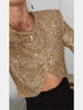 Chic Tweed Style Metallic Thread Jacket Gold Cropped Length Long Sleeve Autumn Elegant Women Outerwear Party Jacket