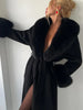 Women's Solid Color Lace Up Fur Collar Woolen Overcoat Bathrobe Style Long Loose Coat Advanced Atmosphere Autumn Winter Overwear