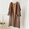 Women Solid Color Open Stitch Long Sleeve Trench Female Loose Pleated Windbreaker Spring 2J485