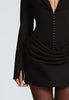 Strong Shoulder Blazer Dress for Women Winter Belted Waist Dress Draped Hem Business Evening Dress Party