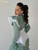 Elegant Loose Slim Womens Dress Casual O-Neck Long Sleeve Office Midi Dresses Ruffle Patchwork Female Dress