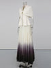 Spliced Button Two Piece Sets for Women V Neck Cape Sleeve Tunic Top High Waist Ombre Skirt Elegant Set Female