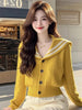 Autumn Winter V-Neck Knitt Cardigan Sweater Jacket Women High-Grade Elegant Short Sweater Coat Female Tops