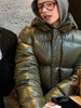 Women Hooded Thicken Warm Cotton Jacket Zipper Glossy Snow Winter Loose Female Coat Lace Up Casual Down Puffer Outwear