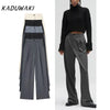 Women's High Waist Striped Straight Leg Pants Vintage Zipper Loose Solid Color Pants Office Casual Women's Pant