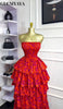 Women Floral Printed Cascading Ruffles Ball Gown Midi Maxi Long Dress Birthday Vacation Holiday Party Dresses Vestidos
