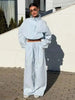 Women's Two-piece Set Stand Up Collar Short Zipper Cardigan Wide Leg Pants Autumn 19DB1233
