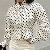 Polka Dot Print Shorts 2 Piece Sets For Women Long Sleeve Patchwork Contrast Jacket Coat And Casual Commute Shorts Suits