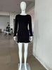 Knitted Contrast Slim Fit Mini Dress Women's Autumn Knitted Sweater Dress Long Sleeve Knitted Mini Dress