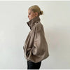 Women Stand Collar Spring Woolen Coats Single Breasted Loose Female Long Sleeve Jacket Office Lady Street Short Coat
