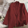 Korean Solid Color Lady Top Outwear Spring Autumn Long Sleeves Female Blazer Jacket Double-breasted Women Suit Coat