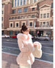Chic Women's Cotton Padded Jackt with Large Fur Collar Waist-Cinching Mid-Length Parkas Korean Warm Commute Outerwear