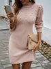 Autumn Women Sweater Dresses Pearls Round Neck Long Sleeve Hip Wrap Dress Winter Elegant Ladies Casual Solid Slim Fit Dress