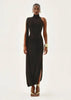 Split Turtleneck Sexy Maxi Dress Women Gown One-shoulder High Waist Bodycon Solid Club Party Long Dress Elegant