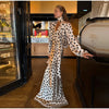 Retro Elegant Satin Polka Dots V Neck Maxi Dress Suit Women Ribbon Lace Full Sleeve Puff Sleeve Waist Cinched Long Dresses