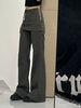 Botvotee Fake Two-Piece Plus size Wide Leg Jeans for Women Y2k Streetwear High Waisted Flare Denim Pants